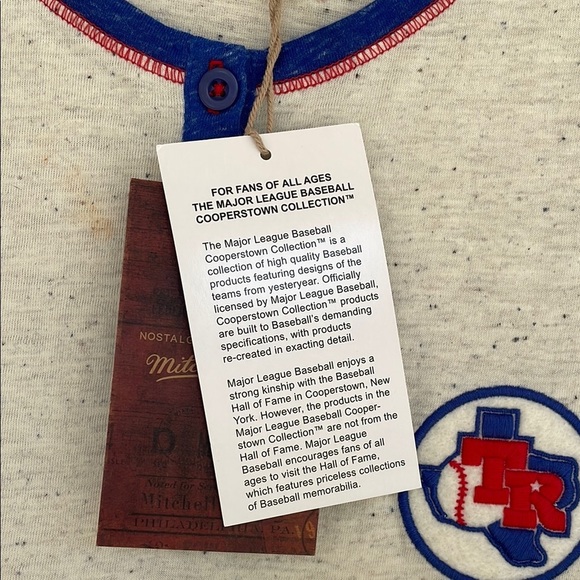 Mitchell & Ness Blue and Cream Raglan Texas Rangers Tee. (See note) - Picture 4 of 8